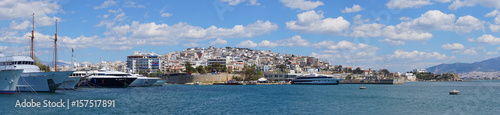 Photo in port of Peiraeus on a spring morning, Attica, Greece