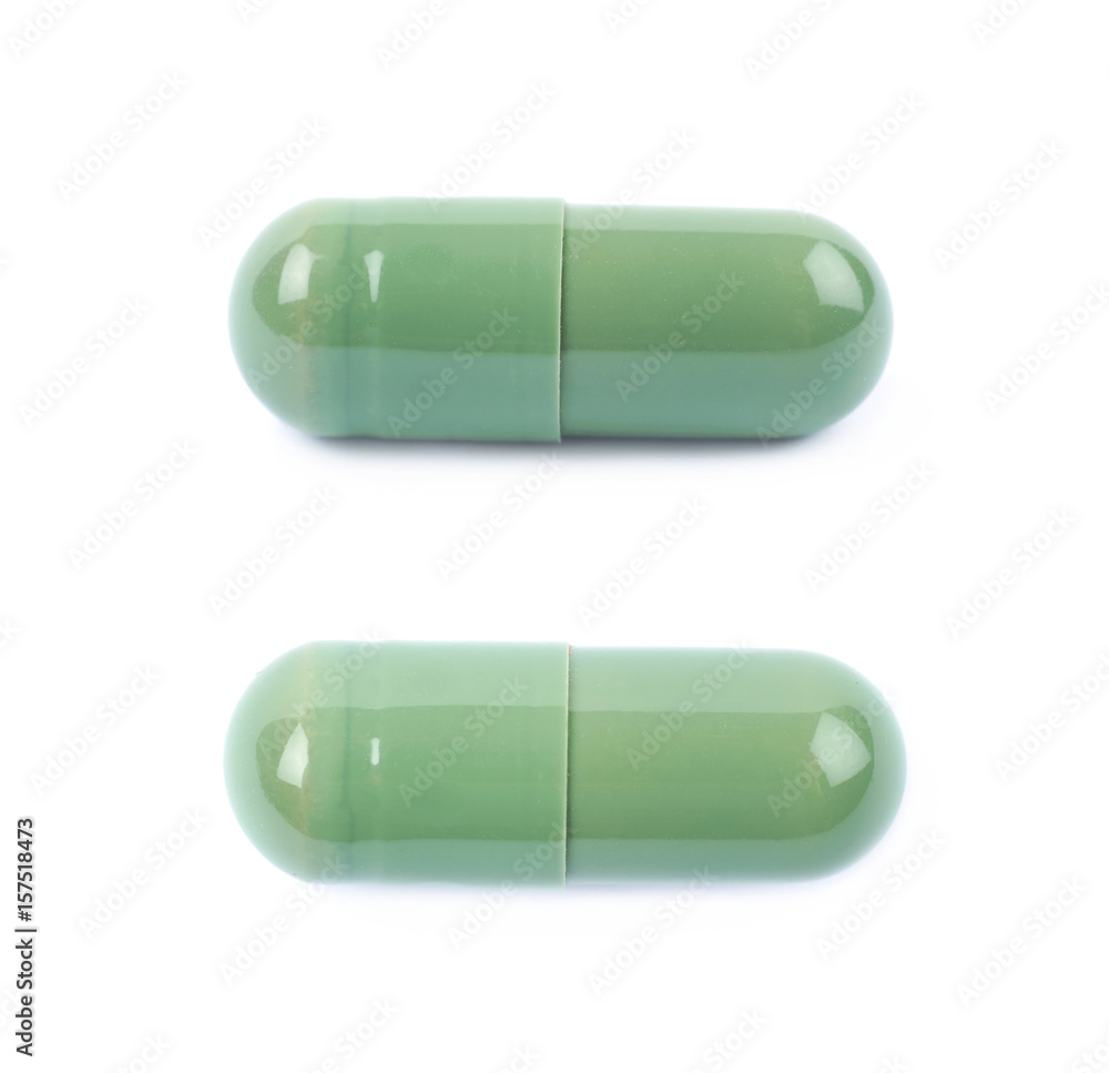 Single softgel capsule pill isolated