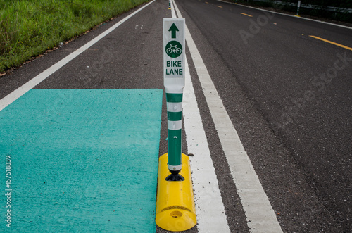 Road signs of bicycle lane in Thailand.