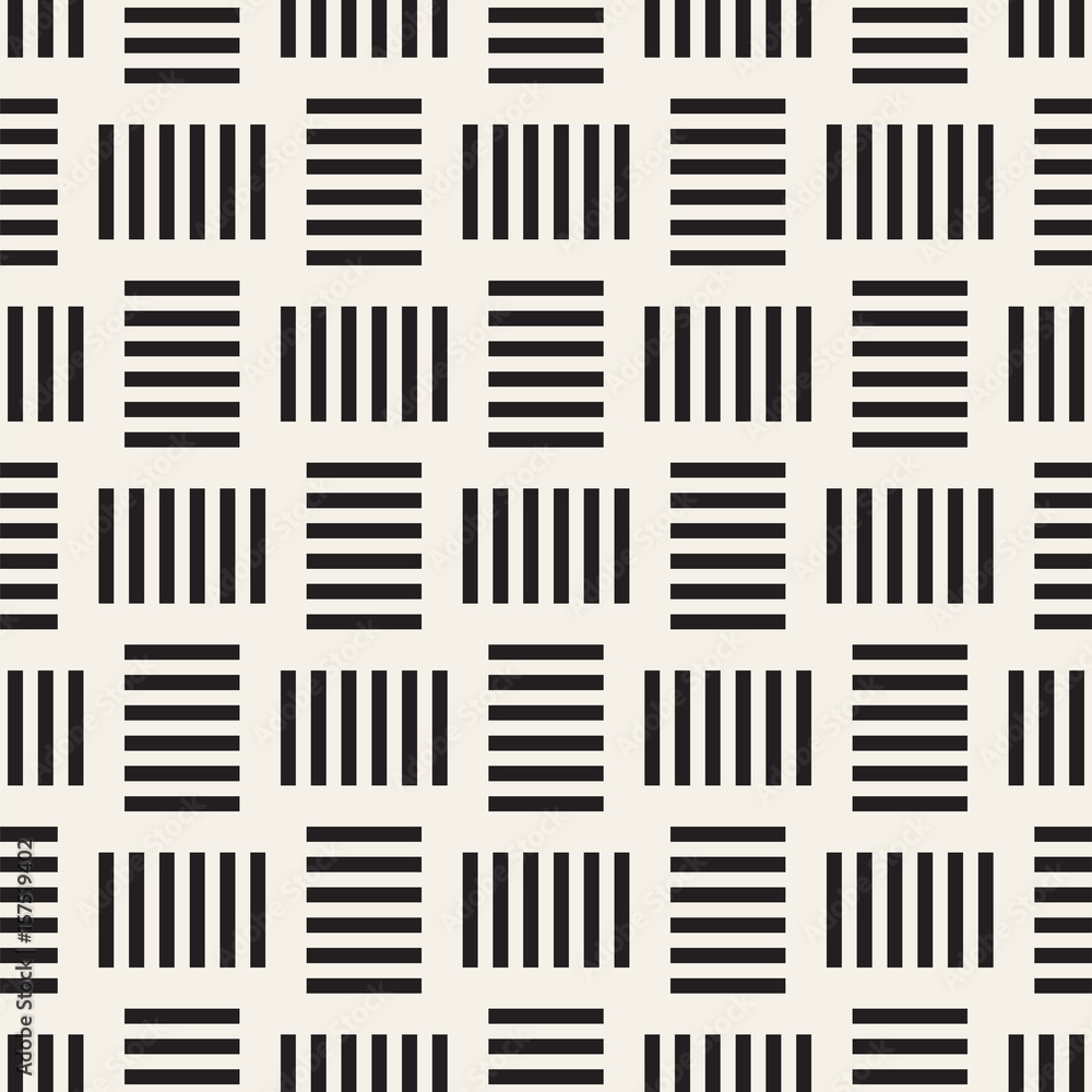 Crosshatch vector seamless geometric pattern. Crossed graphic rectangles background. Checkered motif. Seamless black and white texture of crosshatched lines. Trellis simple fabric print. Crosshatch vector seamless geometric pattern. Crossed graphic rectangles background. Checkered motif. Seamless black and white texture of crosshatched lines. Trellis simple fabric print.