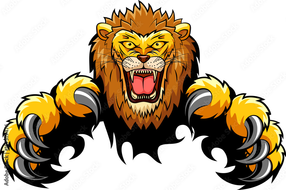 Obraz premium Lion Attack Concept. Vector illustration