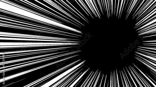 【漫画・アニメ風効果】集中線(中心：右寄り)／アルファ・白線／ループ