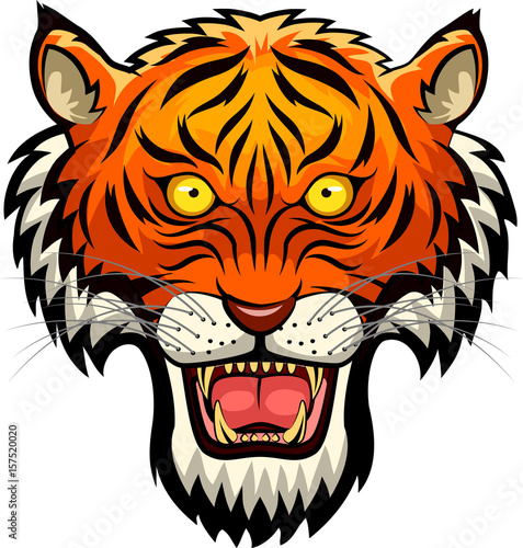 Fototapeta Naklejka Na Ścianę i Meble -  Tiger mascot face. Vector illustration