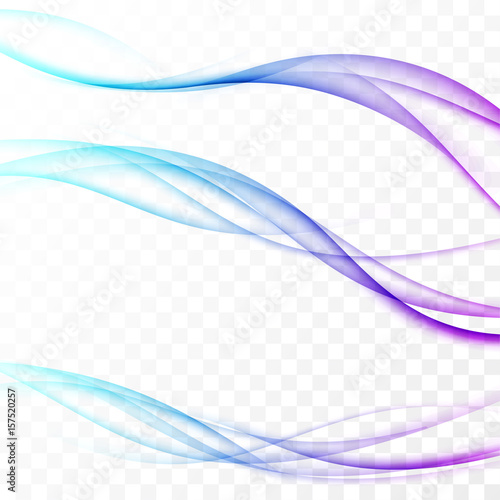 Wavy futuristic fresh bright colorful swoosh lines collection. Bright graphic elegant smoke transparent flow waves. Blue to purple easy to change color gradient