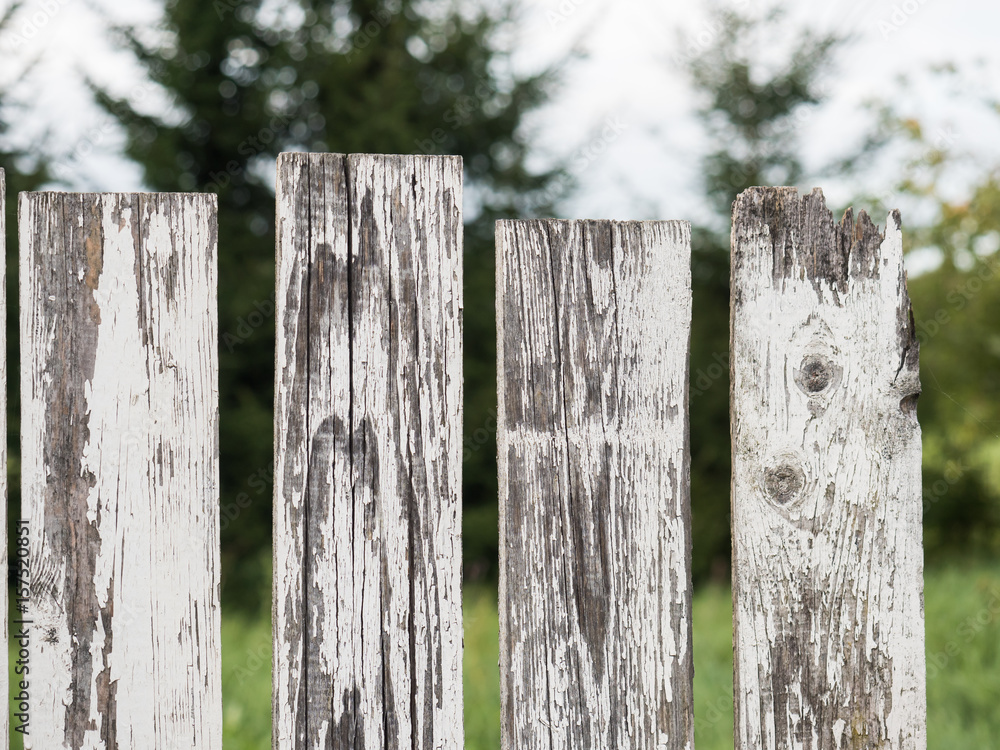 Fototapeta premium Damaged wooden fence