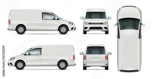 Car vector template for car branding and advertising. Isolated mini van set on white background. All layers and groups well organized for easy editing and recolor. View from side, front, back, top.
