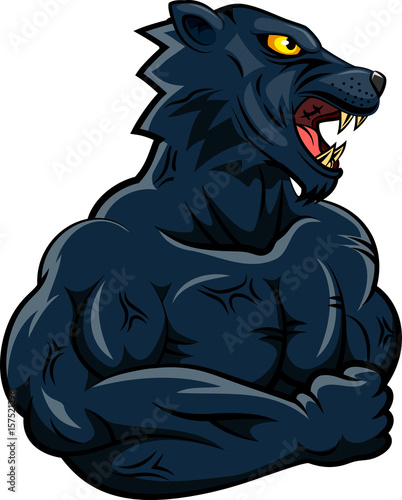 Fototapeta Naklejka Na Ścianę i Meble -  Panther strong mascot. Vector illustration