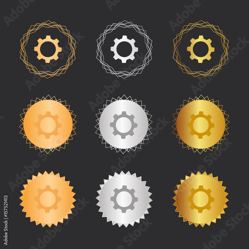 Zahnrad Konzept - Bronze, Silber, Gold Medaillen