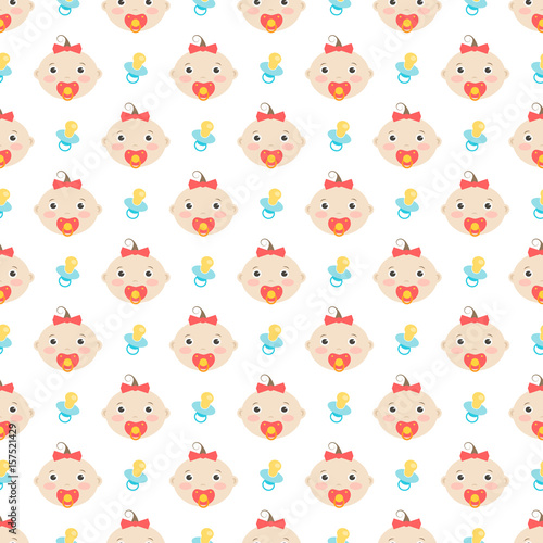 seamless pattern with baby girl