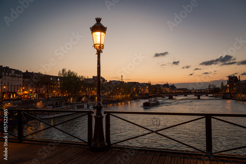 Photography Pont des arts street lamp at night, Paris