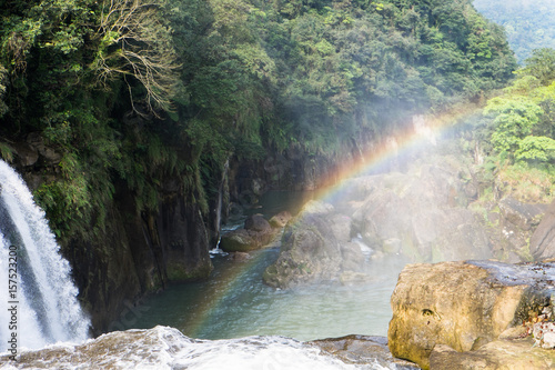 Beautiful of rainbow at Shifen Waterfall in Taiwan
