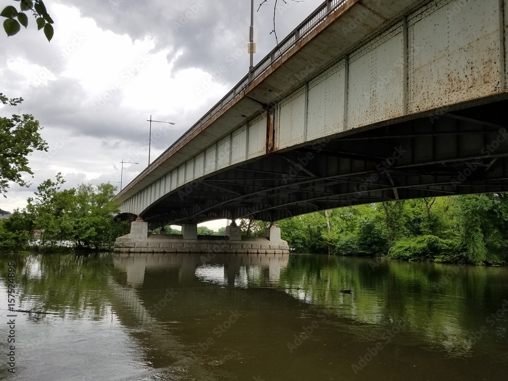 metal bridge over a river
