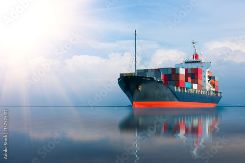 ship with container import export goods.  forwarder mast