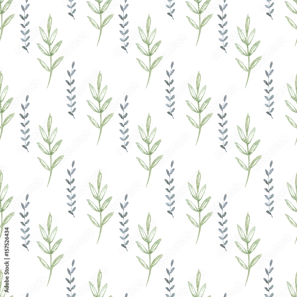 Fototapeta premium Watercolor cute ornate flowers seamless pattern. Illustration in decorative style. Natural elements. Hand painted floral illustration.