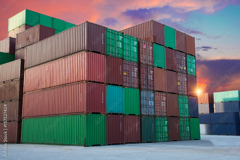 container for shipping import export on sunset. container for shipping import export on sunset.