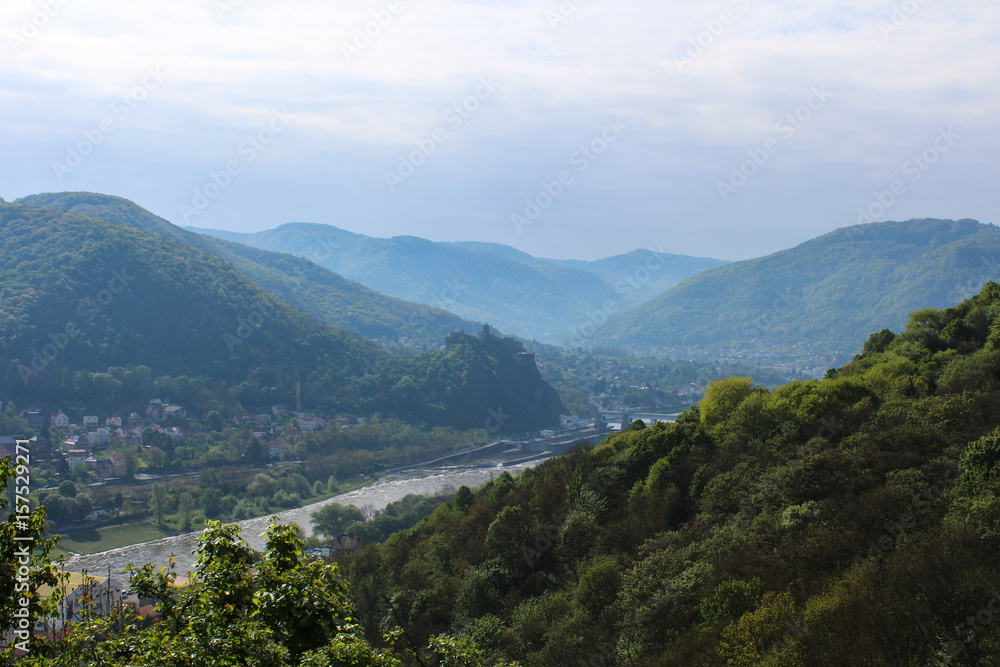 Wiev to castle Strekov and river Labe. Czech landscape Wiev to castle Strekov and river Labe. Czech landscape
