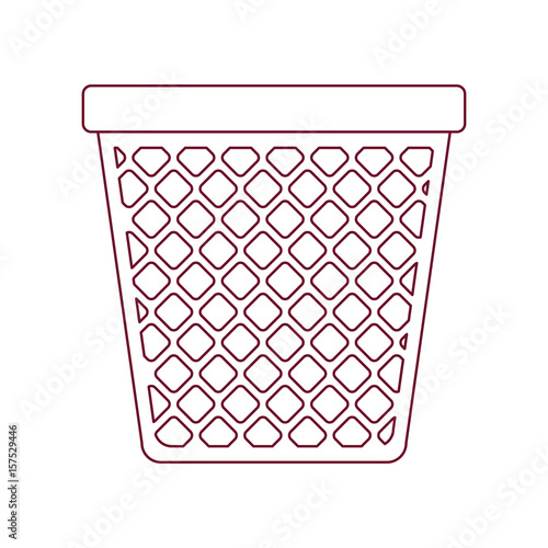 dark red line contour of office trash can vector illustration