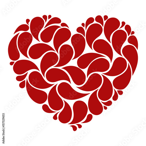 Red heart made of drops. Objects grouped and named in English. No mesh, gradient, transparency used.