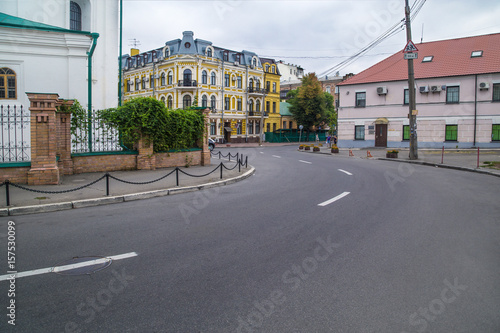 The road winds through the old city quarter