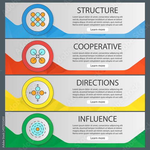 Abstract symbols banner templates set
