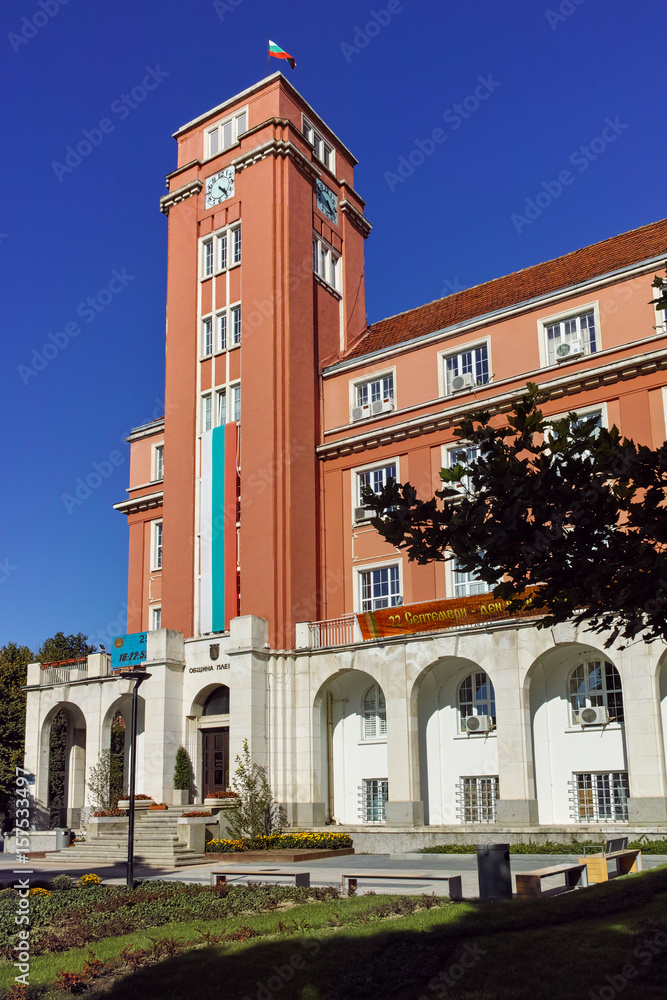 Fototapeta premium Building of Town hall in center of city of Pleven, Bulgaria