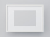 Blank frame on gray wall, render illustration