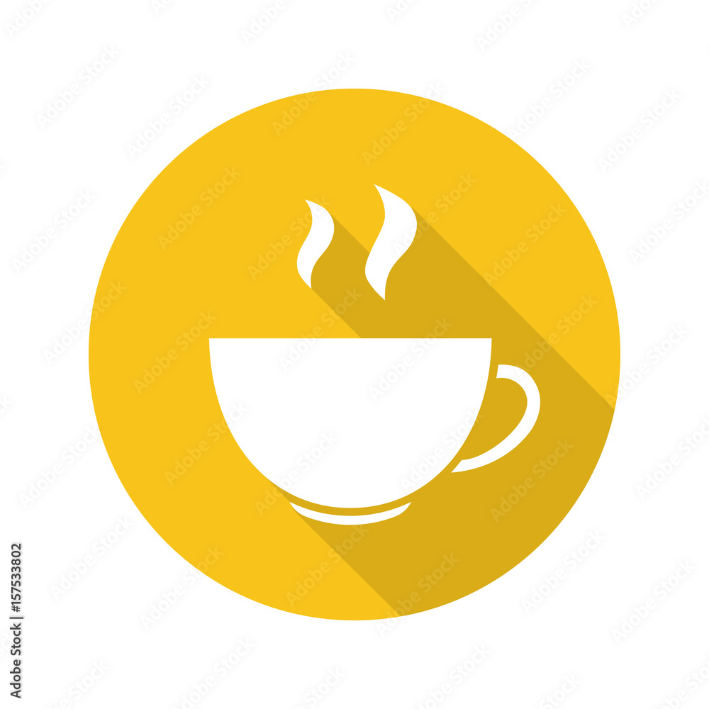 Steaming cup flat design long shadow icon Steaming cup flat design long shadow icon