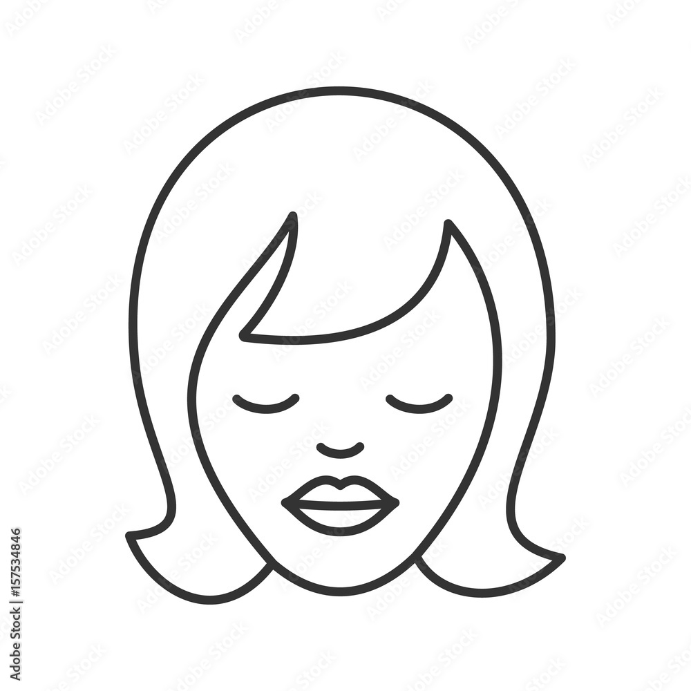 Dreaming girl linear icon