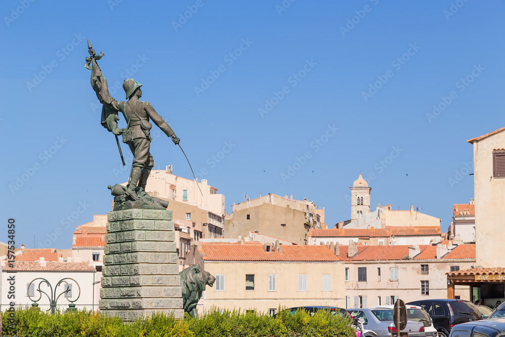 Bonifacio, Corsica, France. Monument to mercenaries who died in colonial wars with Moroccan Berbers in northern Africa