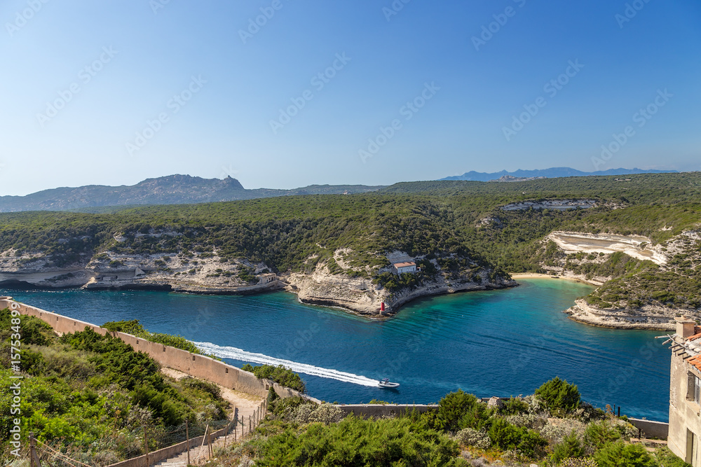 Island of Corsica, France. Picturesque sea bay in Bonifacio