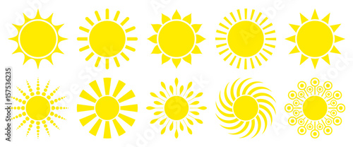 10 Yellow Sun Icons Graphic