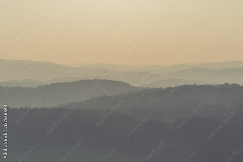 Misty mountain hills