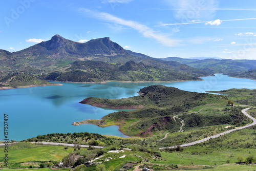 View of Lake Zahara from half way up the climb to Grazalema, Spain