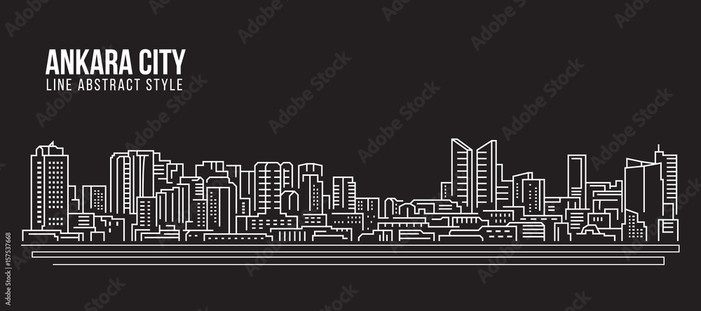 Cityscape Building Line art Vector Illustration design - Ankara city