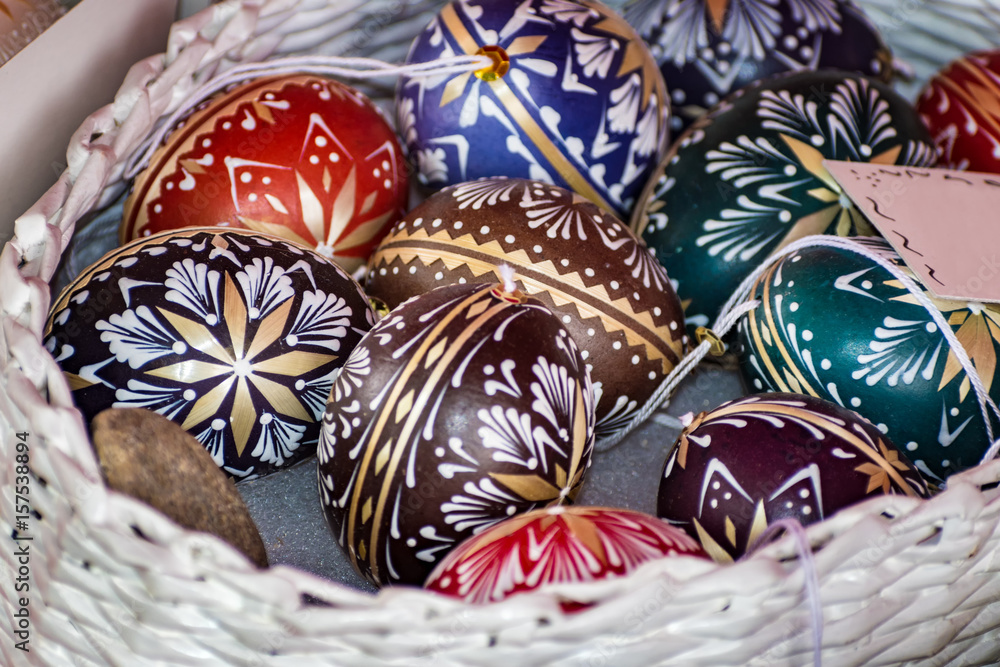 Easter egg - handmade painted with natural colors - Folk art