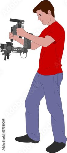 videographer with handheld steadycam illustration - vector