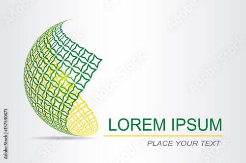 Logo stylized spherical surface with abstract shapes