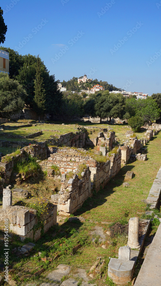 Photo from picturesque Plaka area in center of Athens and Roman Forum archaeological site, Attica, Greece Photo from picturesque Plaka area in center of Athens and Roman Forum archaeological site, Attica, Greece