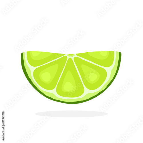 Vector illustration in flat style. Half lime slices. Healthy vegetarian food. Citrus fruits. Decoration for greeting cards, prints for clothes, posters, menus
