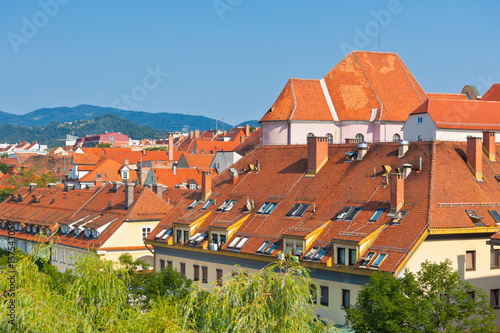 Skyline of Maribor city in the sunny day, Slovenia