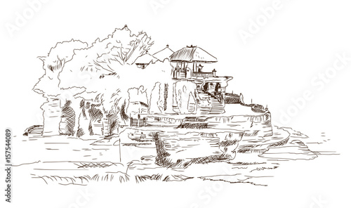 Hand drawn sketch of Bali Indonesia in vector illustration.