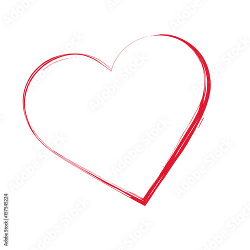 Valentine's Day red heart. Hand drawn. Vector