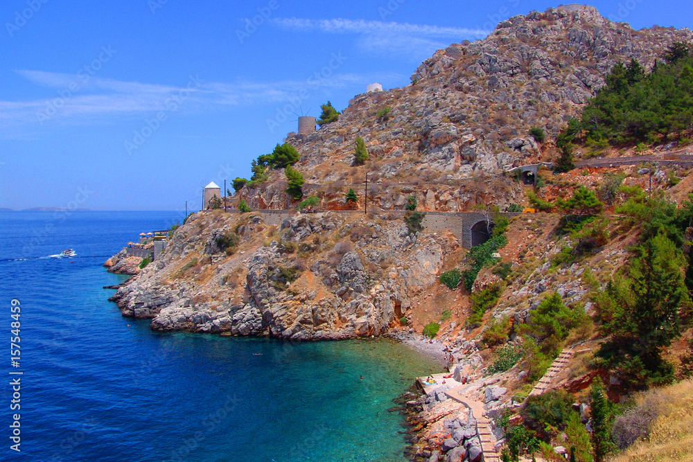 Fototapeta premium Photo from famous island of Hydra, Saronic gulf, Greece