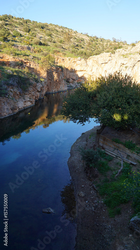 Photo of lake Vouliagmenis on a spring morning  Athens Riviera  Attica  Greece