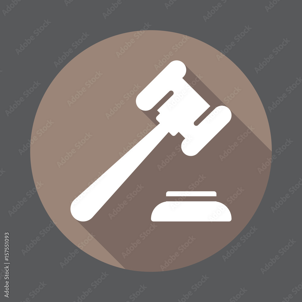Auction hammer, gavel flat icon. Round colorful button, circular vector sign with long shadow effect. Flat style design Auction hammer, gavel flat icon. Round colorful button, circular vector sign with long shadow effect. Flat style design