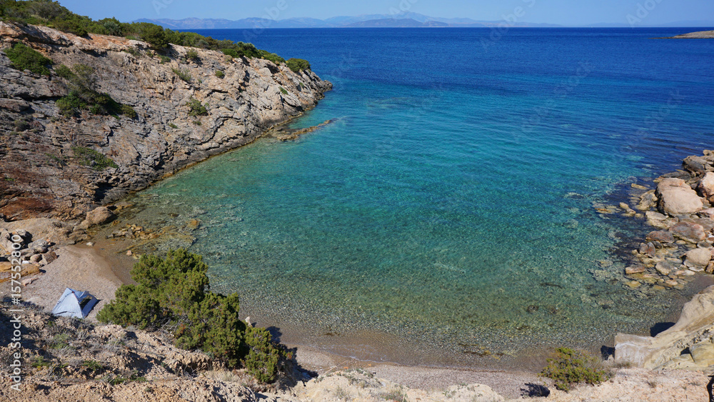 Spring photo from Porto Rafti with clear water beaches, Mesogeia, Attica, Greece