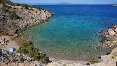 Spring photo from Porto Rafti with clear water beaches, Mesogeia, Attica, Greece