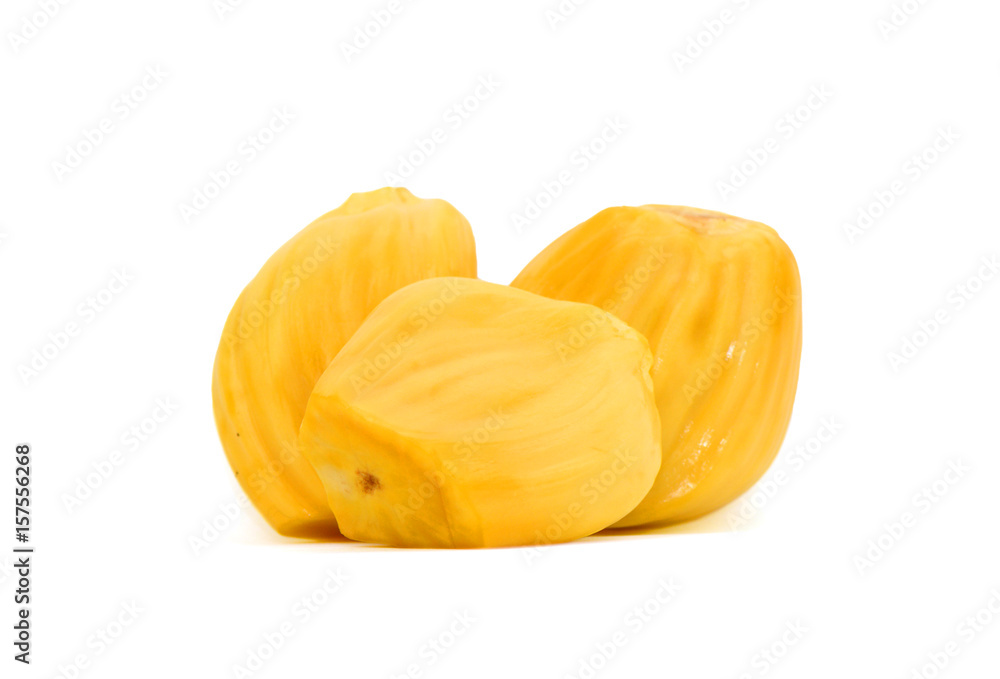 Jackfruit bulbs isolated on white background Jackfruit bulbs isolated on white background