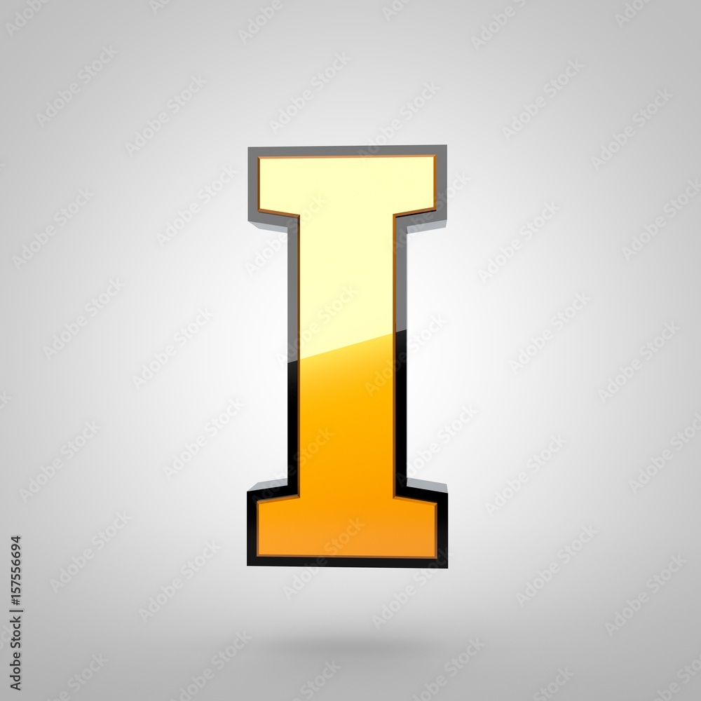 Gold letter I uppercase with black fillet