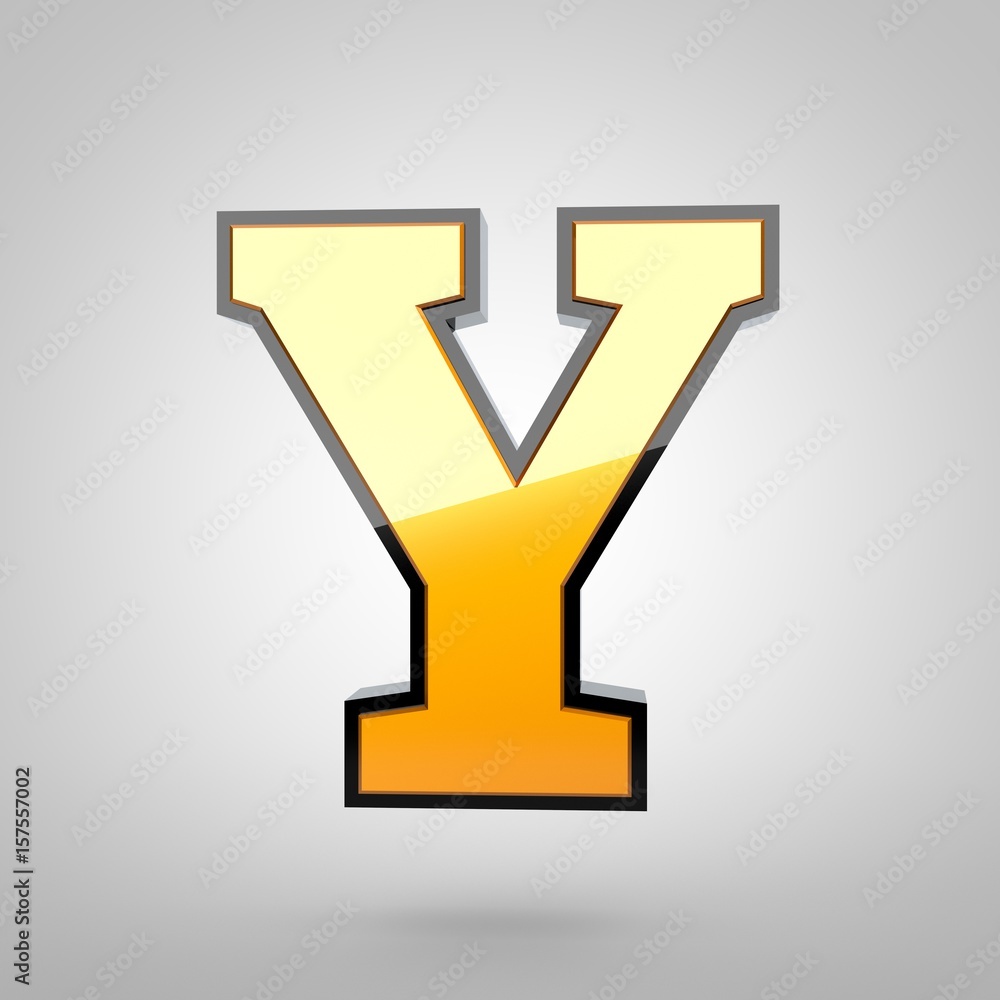 Gold letter Y uppercase with black fillet Gold letter Y uppercase with black fillet
